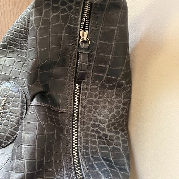 Longchamp Gray Croc-Embossed Shoulder Bag - Picture 5 of 12